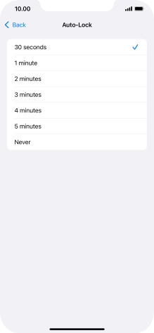 Press the required setting.