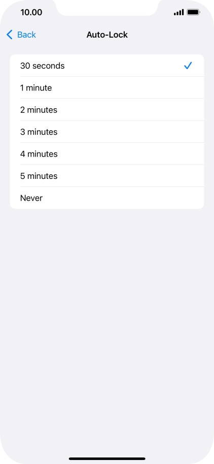 Press the required setting.