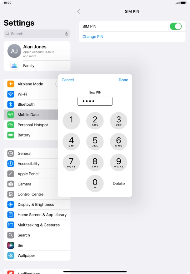 Key in a new four-digit PIN and press Done.