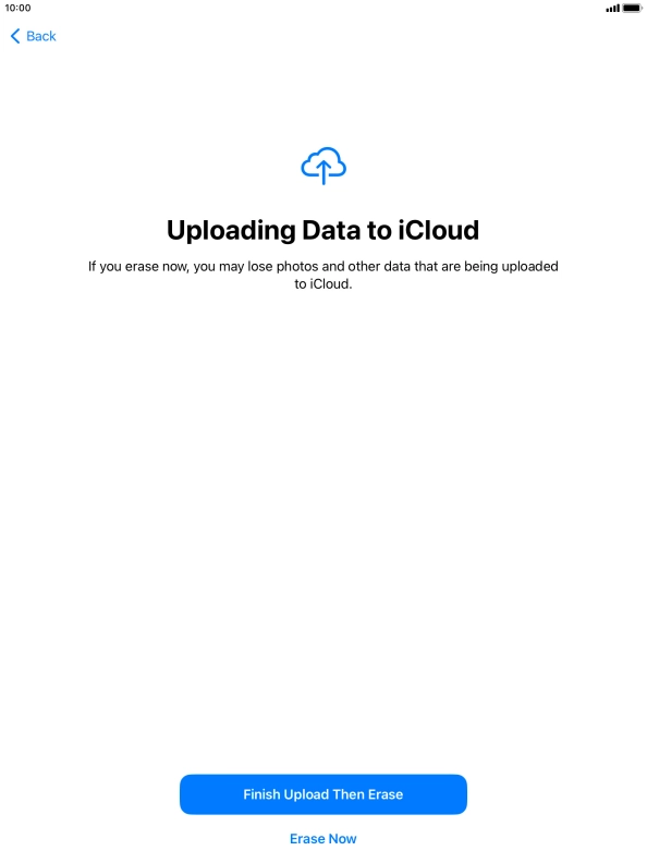 Press the required setting. Press the required setting.