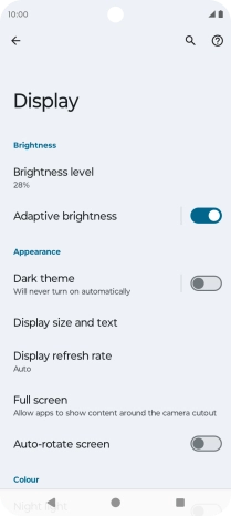 Press Brightness level.