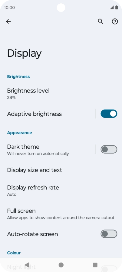 Press Brightness level.