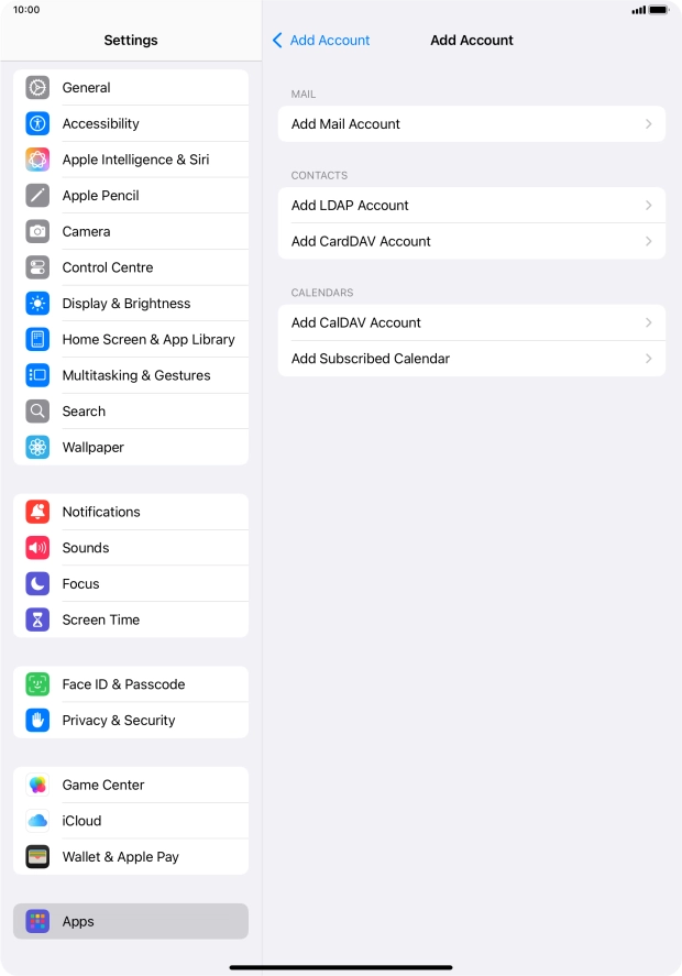 Press Add Mail Account.