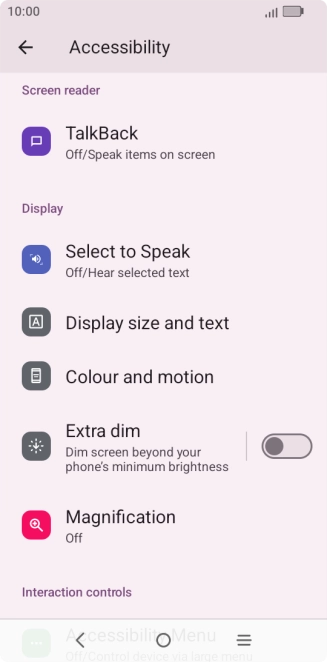 Press TalkBack and follow the instructions on the screen to select the required settings.