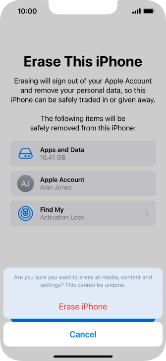 Press Erase iPhone.