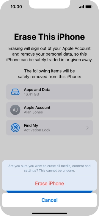 Press Erase iPhone. Press Erase iPhone.
