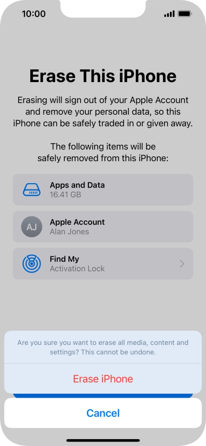 Press Erase iPhone. Press Erase iPhone.