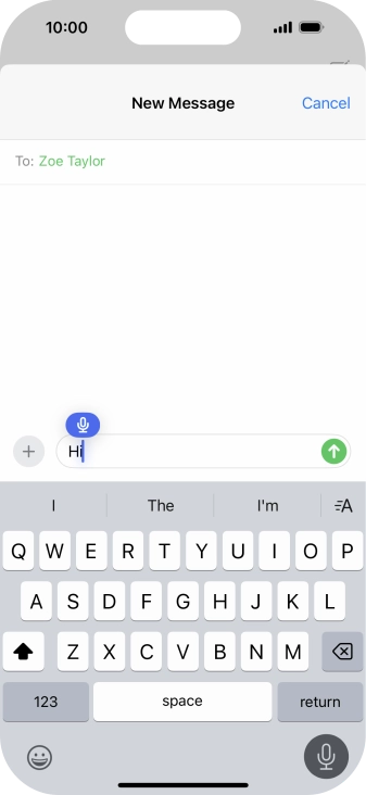 Press the microphone icon to end dictation.