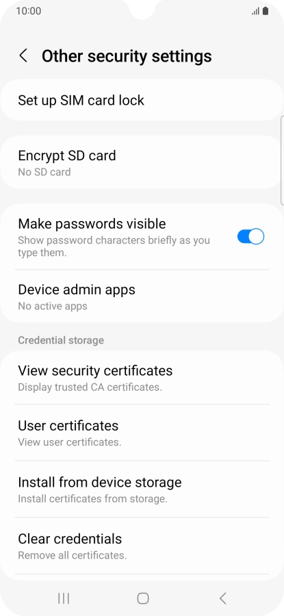Press Set up SIM card lock. Press Set up SIM card lock.