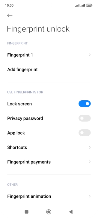Press the indicators next to the required settings to turn them on or off.
