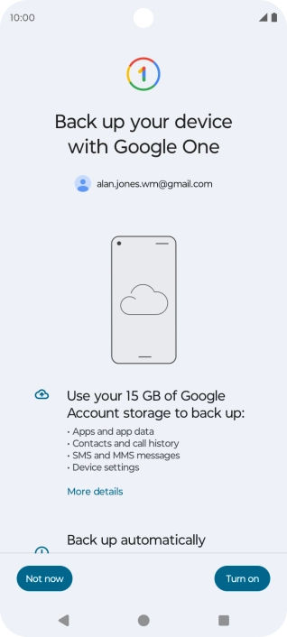Press Turn on to turn on the function.