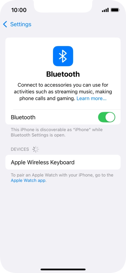 Press the required Bluetooth device and follow the instructions on the screen to pair the device with your phone.