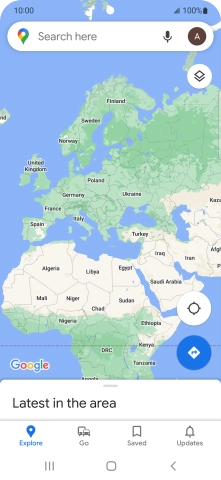 Press the search field and key in the required destination.