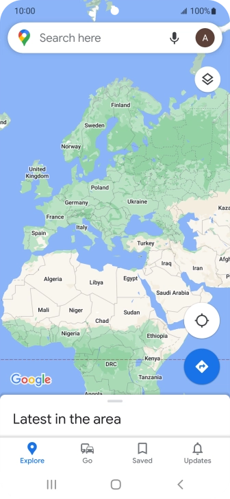 Press the search field and key in the required destination.