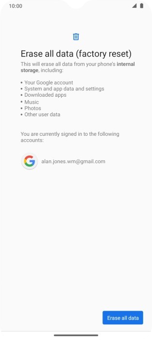 Press Erase all data.