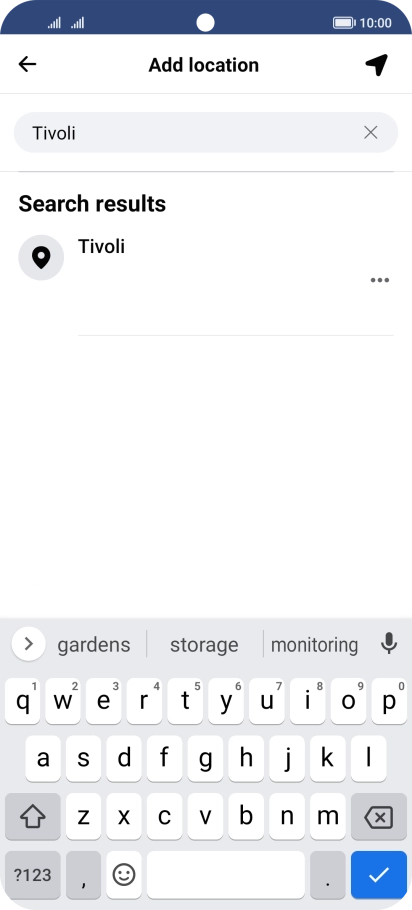 Press the required location.