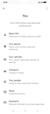Press Basic info and follow the instructions on the screen to select phone owner settings.