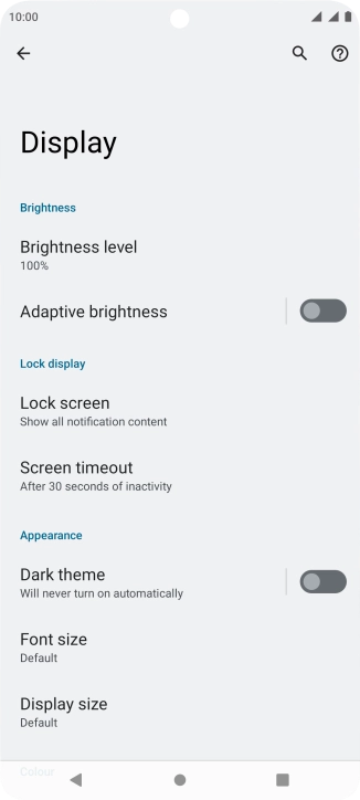 Press Screen timeout.