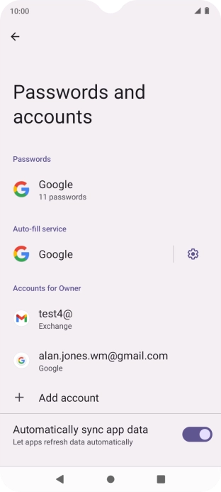 Press the required account.