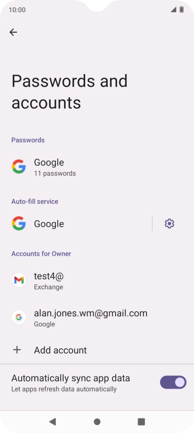 Press the required account.