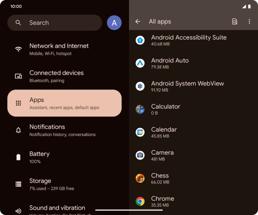 Press the required app. Press the required app.