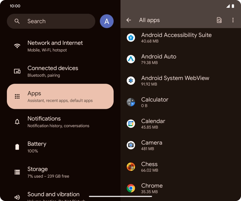 Press the required app. Press the required app.