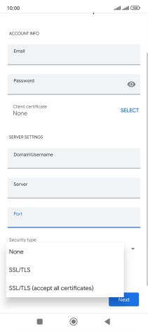 Press the required setting.