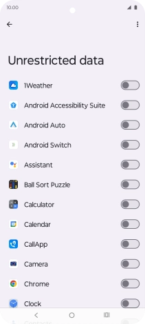 Press the indicators next to the required apps to turn the function on or off.