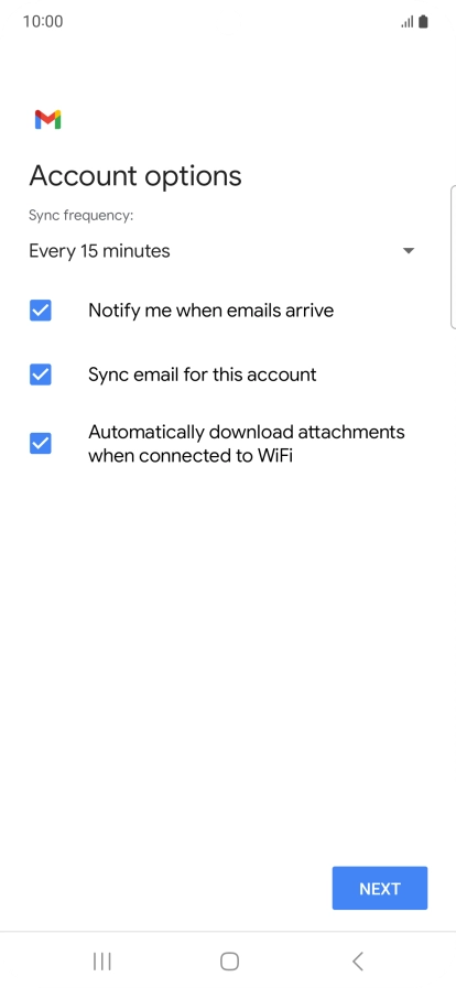 If this screen is displayed, you email account has been recognised and set up automatically. Follow the instructions on the screen to key in more information and finish setting up your phone.