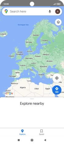 Press the search field and key in the required destination.