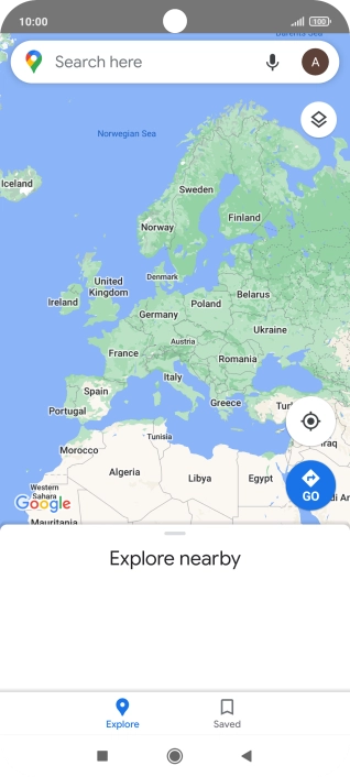 Press the search field and key in the required destination.