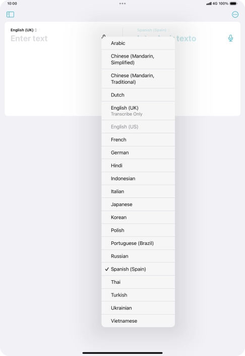 Press the required target language.