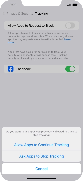 If you turn off the function, press the required setting.