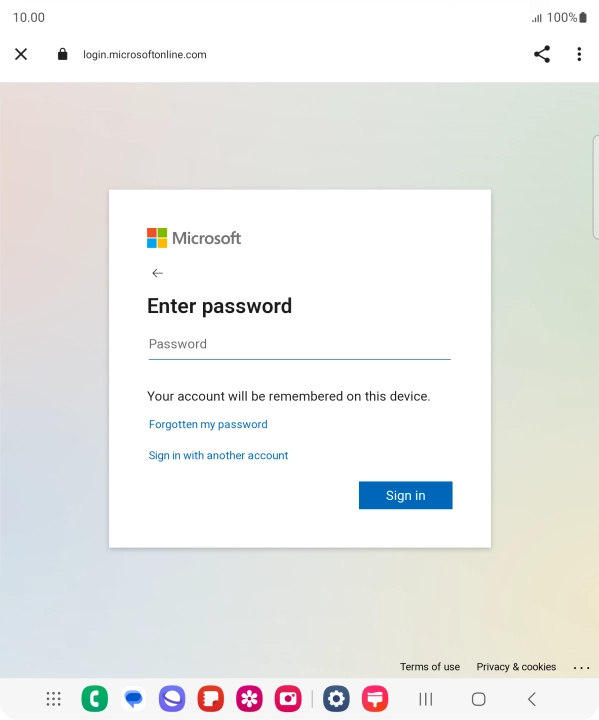 Press Password and key in the password for your email account.
