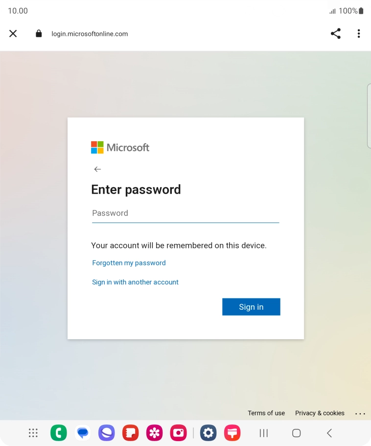 Press Password and key in the password for your email account.