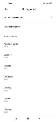 Press Choose local ringtone and go to the required folder.