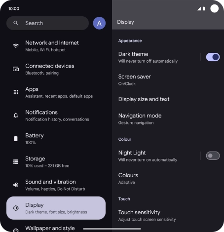 Press the indicator next to 