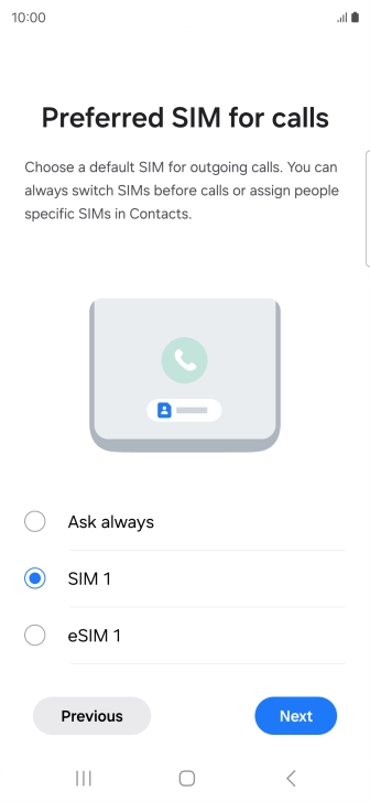 Press the required setting.