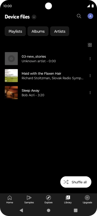 Press the required audio file.