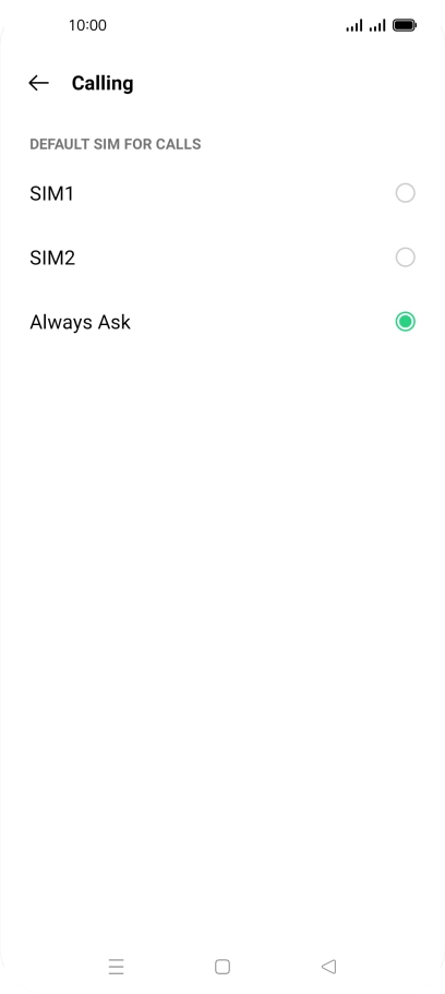 Press the required setting. Press the required setting.