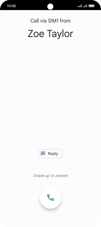 Press and drag the accept call icon upwards.
