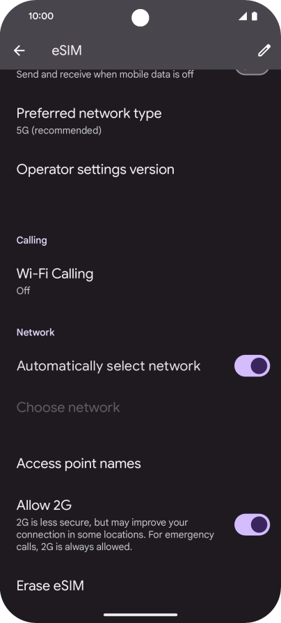 Press Erase eSIM. Press Erase eSIM.
