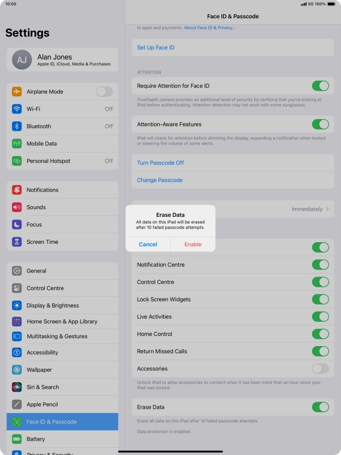 If you turn on the function, press Enable.