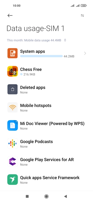 The total data usage is displayed.