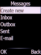 Select Create new and press the Left selection key.