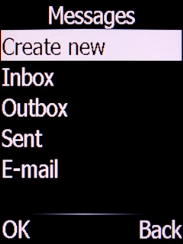 Select Create new and press the Left selection key.