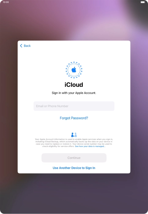 Press Email or Phone Number and key in the username for your Apple ID.