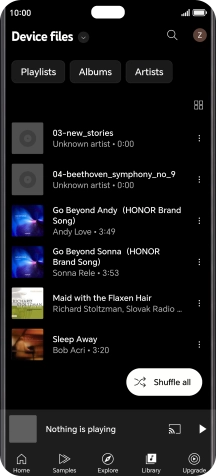 Press the required audio file.