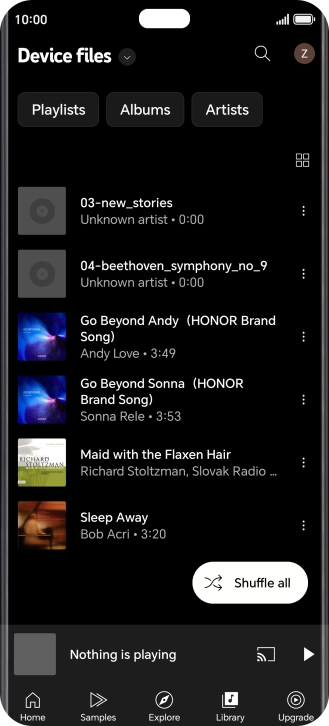 Press the required audio file.