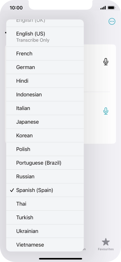Press the required target language. Press the required target language.